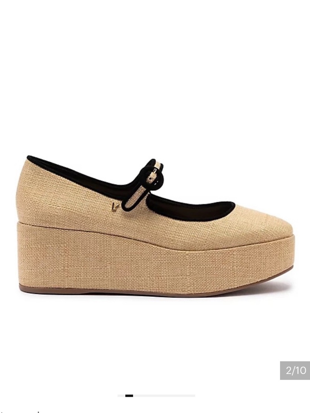 Larroude Blair Flatform Mary Janes Beige Raffia EUC. Worn once.